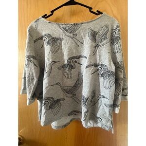 Grey Crane Printed Boxy Top.  Size S